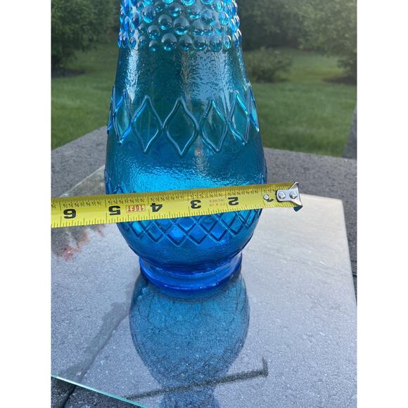 Vintage Vimax Aqua Blue Glass Vase Made In Italy 13” Tall With Original Sticker - Picture 7 of 10